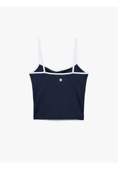 Koton Slim Fit İp Askılı Büzgülü Spor Bluz Lacivert 7wak30044nk