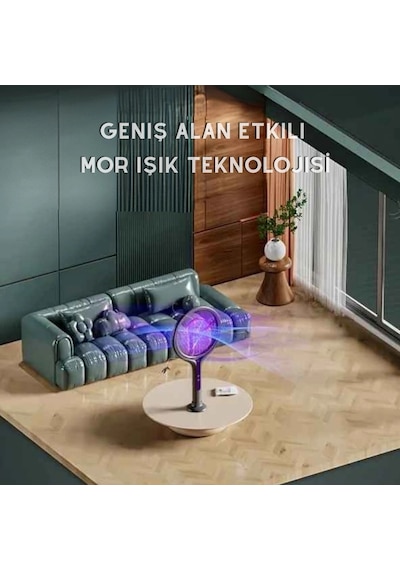 Usb Şarjlı Mor Işıklı Elektrikli Sivrisinek Öldürücü Raket Sinek Öldürücü Sineksavar