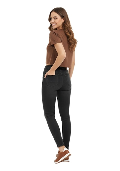 Kadın Yüksek Bel Jeans Dar Paça Pantolon 2248 Bgl-st02900 Füme