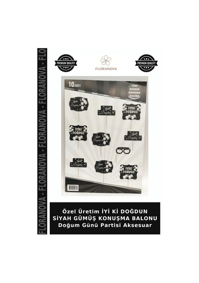 Özel Üretim İyi Ki Doğdun Siyah Gümüş Konuşma Balonu Doğum Günü Partisi Aksesuar Tüm Yaşlar