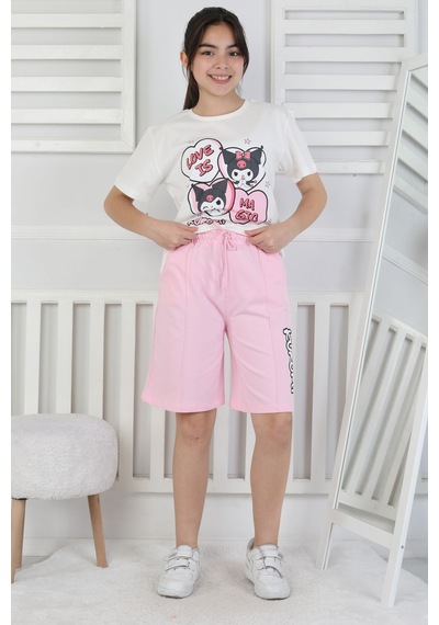 Zuzunga Love Is Kız Çocuk Üst Süprem Alt 2 İp Şort Takım Pembe