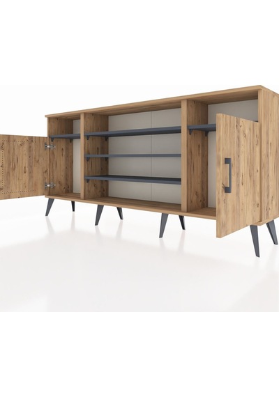 Arges Konsol 5 Raflı 2 Kapaklı 176x30x83 Çam-çam/antrasit Çam/antrasit Arges Konsol 5 Raflı 2 Kapaklı 176x30x83 Çam-çam/antrasit Çam/antrasit