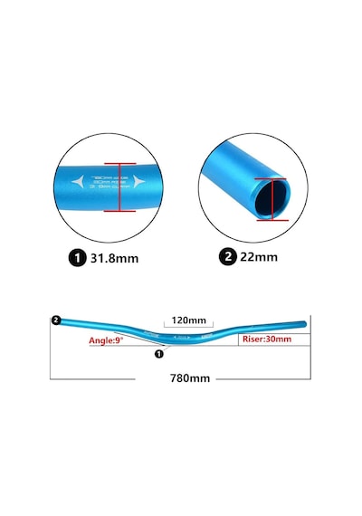 Wake Alüminyum Mavi 31.8 780mm Riser Mtb Gidon Mavi
