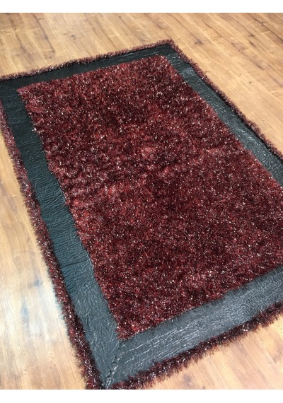 Saray Halı Simli Deri 125X180 Kırmızı Derili Simli Halı !