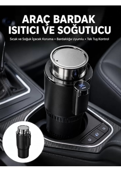 Isıtma Soğutma Özellikli Araç Bardaklığı Çakmak Girişli Akıllı Yeni Nesil Mh-hs5206-6079 Siyah