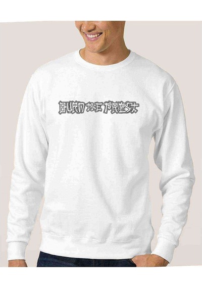 Burn The Priest Logo Music Baskılı Beyaz Erkek Örme Sweatshirt (528396206)