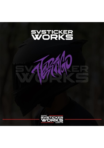 Vertigo Yazılı Kask Sticker Tüm Kasklar Uyumlu Tek Yön 1 Adet Mor