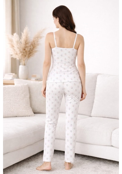 Pemilo Kadın 2026-7 Likralı Askılı Pijama Takımı YESIL