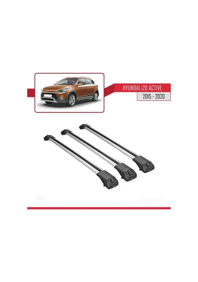 Hyundai İ20 Actıve 2015-2020 Arası İle Uyumlu Ace-1 Ara Atkı Tavan Barı Gri 3 Adet Bar