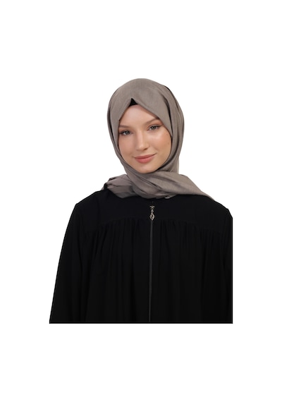 Manolyaşal İslamic Hijab Çift Taraflı Düz Jakar Şal Parlak & Mat Dokulu, Özel Gün Şalı, Düz Renk Vizon