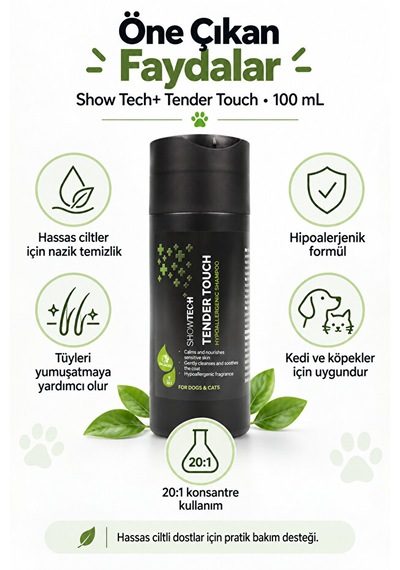 Showtech Tender Touch 20:1 Konsantre Köpek Ve Kedi Şampuanı 100 Ml