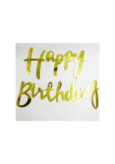 Gold Happy Birthday Banner Diğer