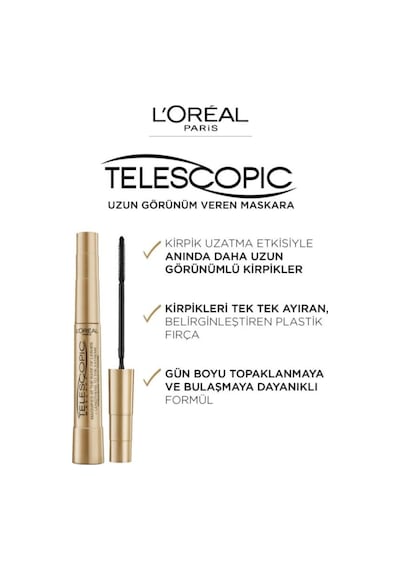 Loreal Telescopic Gold Uzun Görünüm Veren Siyah 3'lü Maskara Seti Electro Black