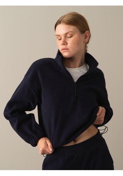 Xint Lacivert Oversize Dik Yaka Polar Sweatshirt 400520