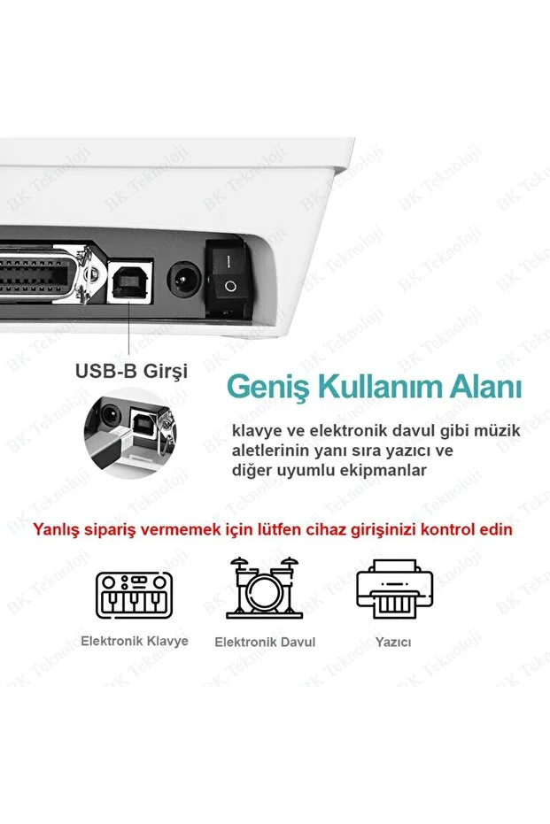 1.5 Metre Typec To Usb Printer Kablo MacBook Hp Canon Samsung Uyumlu Yazıcı Ara Kablosu Telefon Laptop Için 1.5m