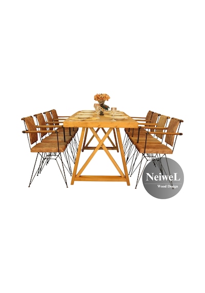 Neiwel Kues Doğal Mutfak Ve Ahşap Yemek Masası-120-220 Açık Ceviz