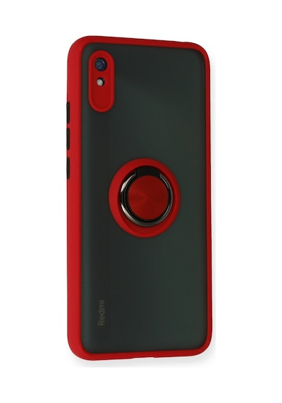 Xiaomi Redmi 9a Uyumlu Kılıf Montreal Yüzüklü Silikon Kapak - Kırmızı