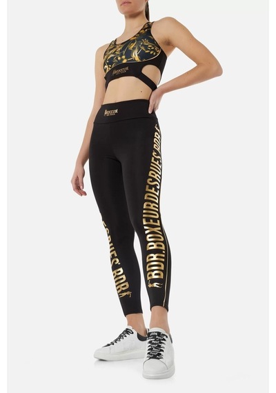 Boxeur Des Rues Lettering Printed Leggings Siyah Siyah