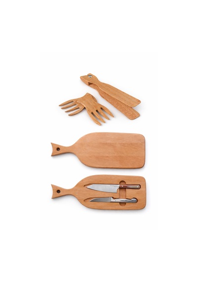 CH woodline Mıknatıslı Kamp & Piknik Bıçak Seti No:1-3, 4116 Çelik Sebze Ve Şef Bıçağı, Gürgen Kesme Tahtalı Taşınabilir Outdoor Set Çok Renkli