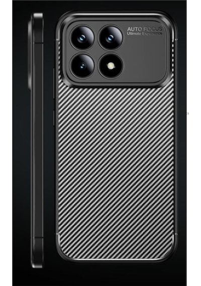 Xiaomi Poco F8 Pro Uyumlu Kılıf Karbon Tasarım Kamera Korumalı Silikon Telefon Kılıfı Kapak Siyah