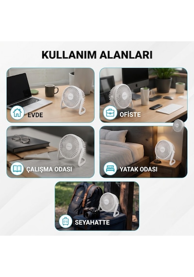 Büro Ev Ofis Serinliği İçin Mini Pvc Gövde 360 Ayarlı Masaüstü Usb Fan