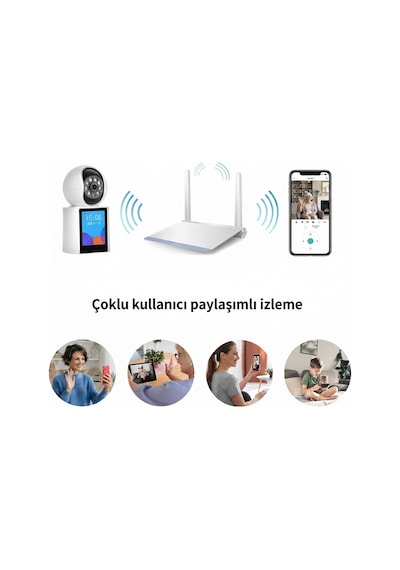 Apronx 2k Wifi Akıllı Bebek Güvenlik Kamerası Ekranlı 360 Ptz Hareket Takip Type-c 5v