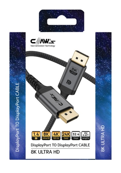 8k Uhd Displayport V1.4 32.4 Gbps / 24k Gold / 8k 60hz-4k 120hz-2k 240hz-fhd 240hz 2m