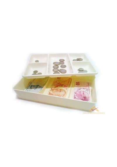 Kasa İçi Kullanışlı Para Kutusu 20x27cm Çift Üniteli 5 Bölme Çekmece İçi Bozuk Ve Kağıt Para Kutusu Genel