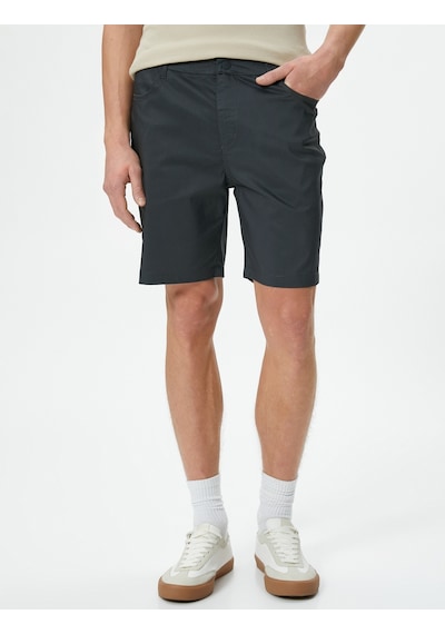 Koton Slim Fit Şort Düğmeli Cep Detaylı Gri 3sam40137hw 3SAM40137HW031 Gri