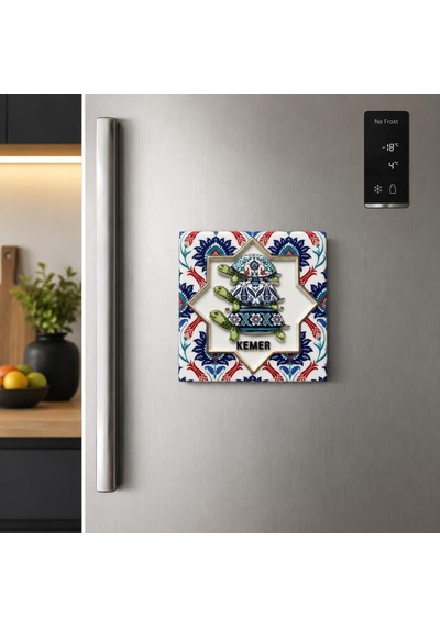 Magnet Kemer Kaplumbağa Desenli Dekoratif Buzdolabı Magneti 7x7 Cm
