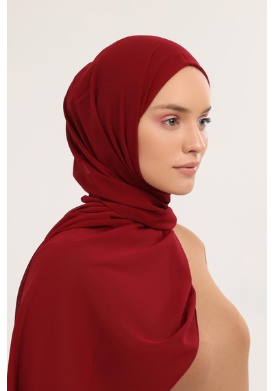 Altobeh Hazır Pratik Lüks Boru Boneli Şifon Şal Bordo