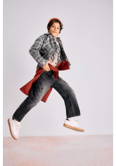 Defacto Erkek Çocuk Barrel Fit Düz Paça Jean Pantolon G1649a825aunm40 Siyah