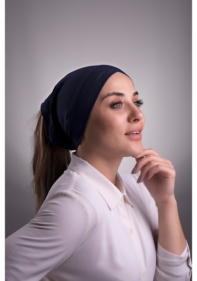 Halven Lacivert Pratik Hazır Geçmeli Iç Bone Viskon Kumaş Çapraz Boru Te Lacivert