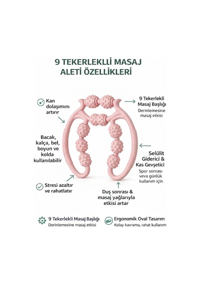 Selülit Masaj Aleti 9 Tekerlekli Sıkılaştırıcı Kas Gevşetici Vücut Masaj Ev Tipi