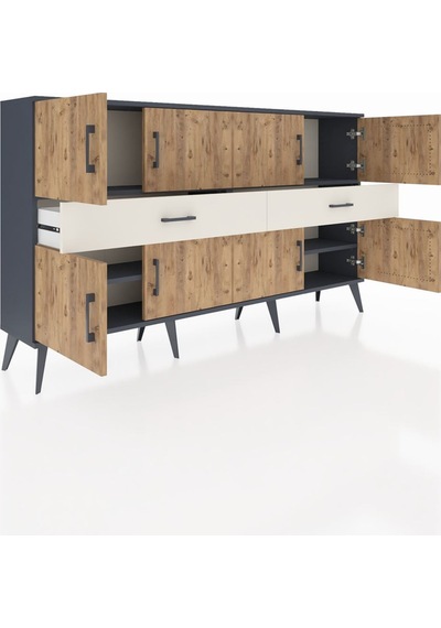 Arges Konsol 4 Raflı 2 Çekmeceli 8 Kapaklı 176x30x99 Antrasit-çam Antrasit-çam/aytaşı Arges Konsol 4 Raflı 2 Çekmeceli 8 Kapaklı 176x30x99 Antrasit-çam Antrasit-çam/aytaşı