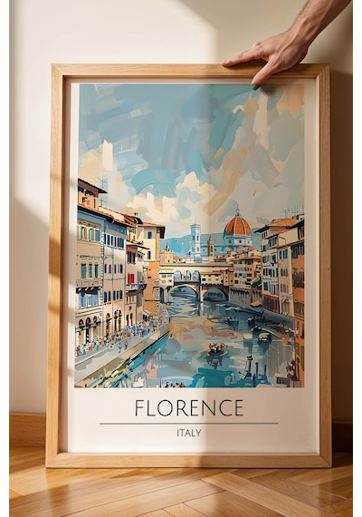 Floransa Duvar Tablosu İtalya Florence Temalı Modern Salon Dekoru, Şehir Manzaralı Çerçeveli Tablo Kayın Floransa Duvar Tablosu İtalya Florence Temalı Modern Salon Dekoru, Şehir Manzaralı Çerçeveli Tablo Kayın