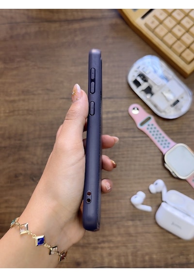 Samsung Galaxy A70 Uyumlu Premium Deri Dokulu Darbelere Karşı Dayanıklı Nazal Silikon Kılıf Lacivert
