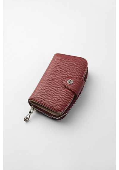 Cengiz Pakel Desenli Orta Boy Kadın Cüzdan - 65306a - Bordo/vizon 65306a-bordo-vizon