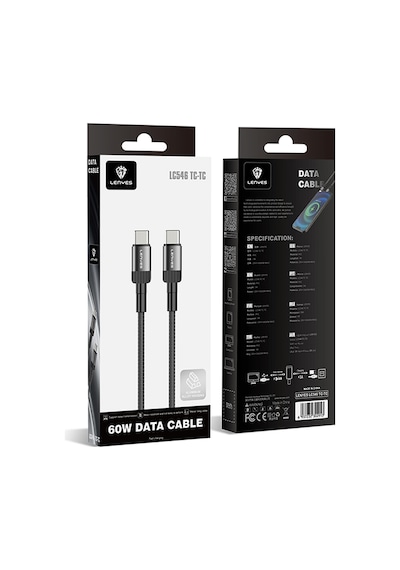 Lenyes Lc546 Type-c To Type-c Pd Kablo Hızlı Şarj Özellikli Data Ve Şarj Kablosu 60w 1m Siyah