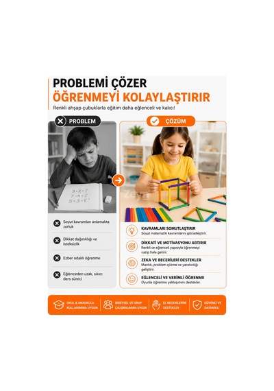 50 Adet Renkli Ahşap Çubuk 114 Mm Okul Öncesi Eğitici Hobi Ve Sanat Etkinlik Çubuğu