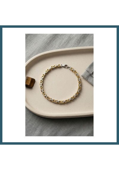 Bezos 316l Çelik Gold Ve Gümüş Kral Zincir Model Erkek Bileklik Ob