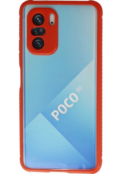 Xiaomi Poco F3 Uyumlu Kılıf Miami Şeffaf Silikon - Kırmızı