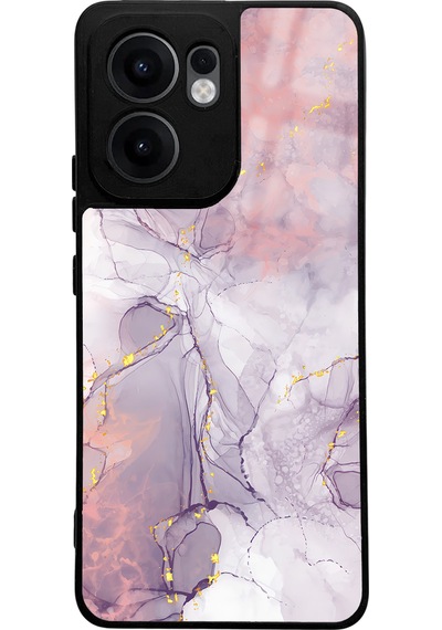 Oppo Reno 13f Uyumlu Fuşya Mermer Tasarımlı Glossy Telefon Kılıfı Çok Renkli