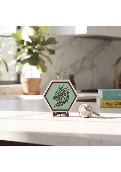 Mitolojik Ejderha Motifli Masaüstü Süsü, Ev Ve Ofis Dekorasyonunuza Karakter Katan Modern Bir Sanat Parçası 10x10 Cm, Açık Yeşil