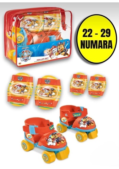 Paw Patrol Paten Seti - Ayarlanabilir 4 Tekerlekli Paten Ve Koruyucu Ekipman 22-29 Numara