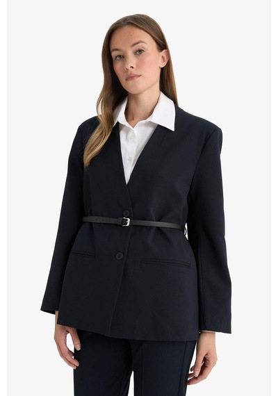 Defacto Regular Fit Ceket Yaka Blazer Ceket F6104ax25aunv243 Lacivert
