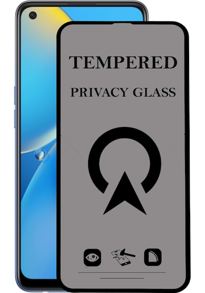 Oppo A74 ile Uyumlu Tam Kaplayan Hayalet Privacy Temperli Cam Ekran Koruycu
