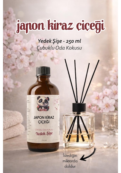 Rosie Japon Kiraz Çiçeği Çubuklu Oda Kokusu Yedek Şişe 250 Ml Sakura Reed Diffuser Refill Fresh