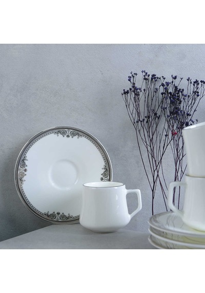 Evaliza Versailles Platin 12 Parça 6 Kişilik Kahve Fincan Takımı 80 Ml Platin