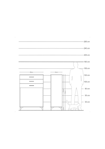 Hyperion Dolap 3 Çekmeceli 88x44x134 Antrasit-antrasit Antrasit